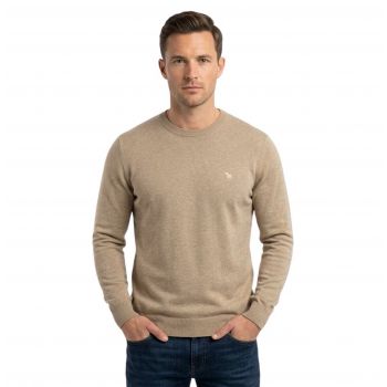 SWETER MĘSKI BEŻOWY GŁADKI WEŁNIANY CIENKI POD SZYJĘ 3XL SW47