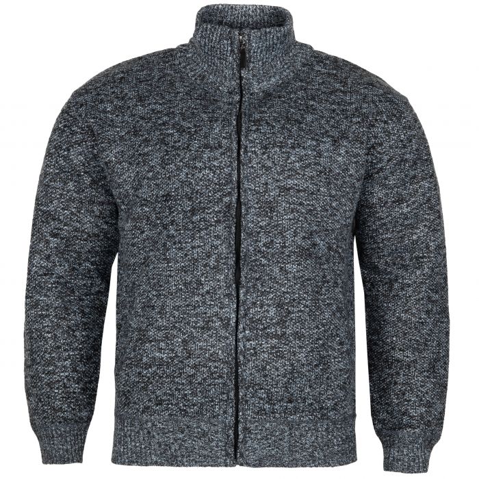 DUŻY SWETER MĘSKI CIEPŁY NA POLARZE STALOWY NA SUWAK KIESZENIE 6XL SW727